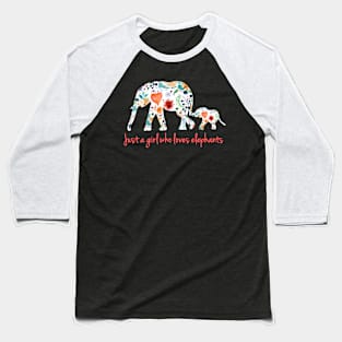 Loves Elephants Baseball T-Shirt